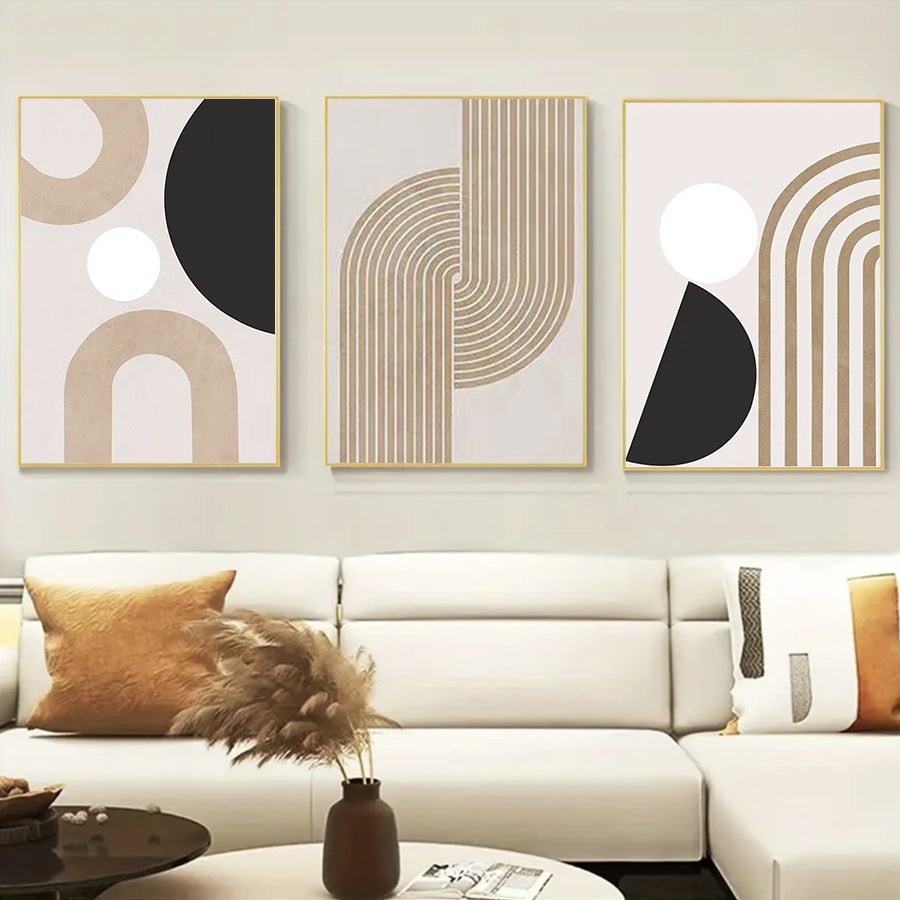 30x40cmx3pcs Sans Cadre Minimaliste Tableaux Abstraite Ligne Affiches Géométrique Murale Art Toile tableau Peinture Salon Moderne Intérieur Decoration - 5