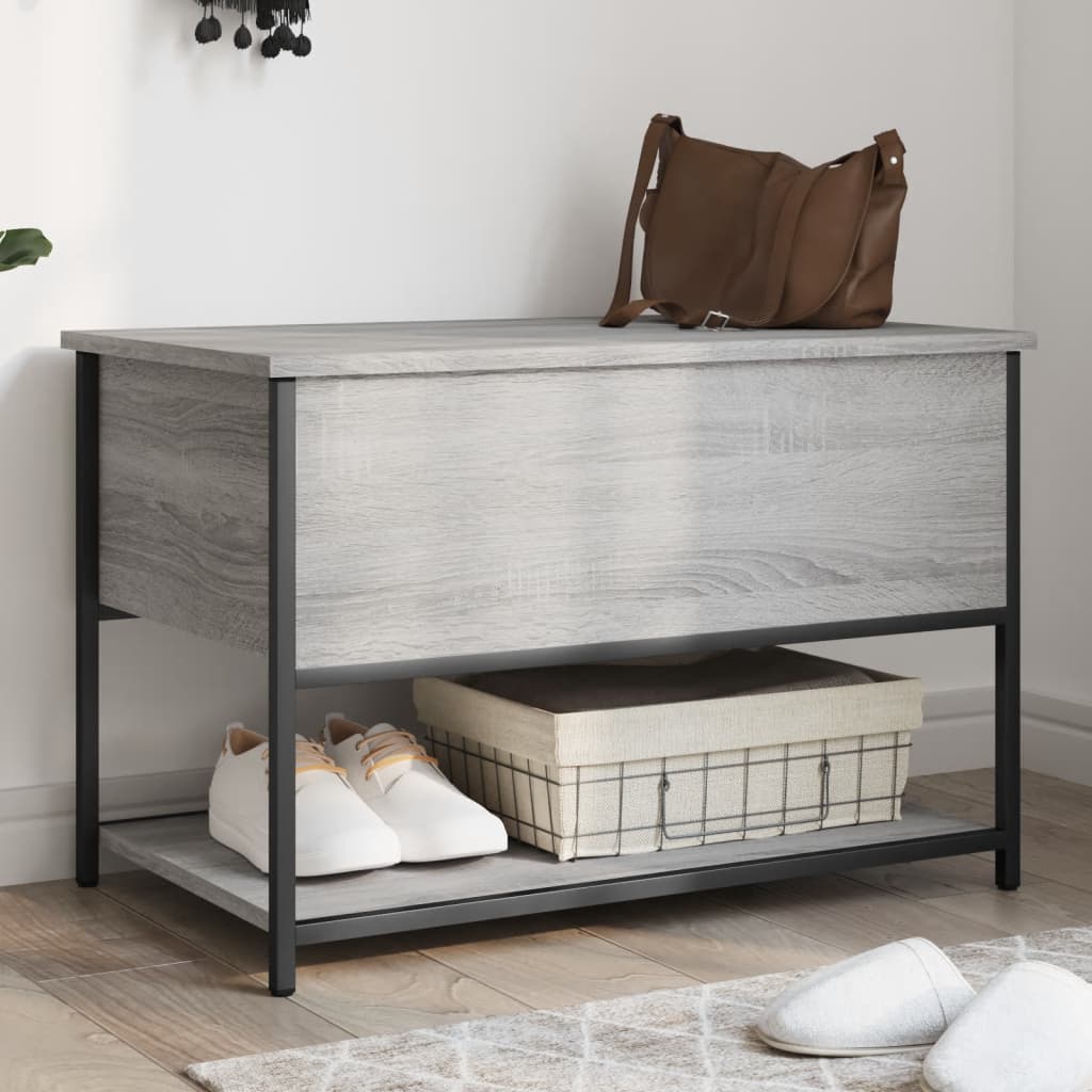 Banco interior   banco de almacenaje madera ingeniería gris sonoma 70x42,5x47 cm cfw65716