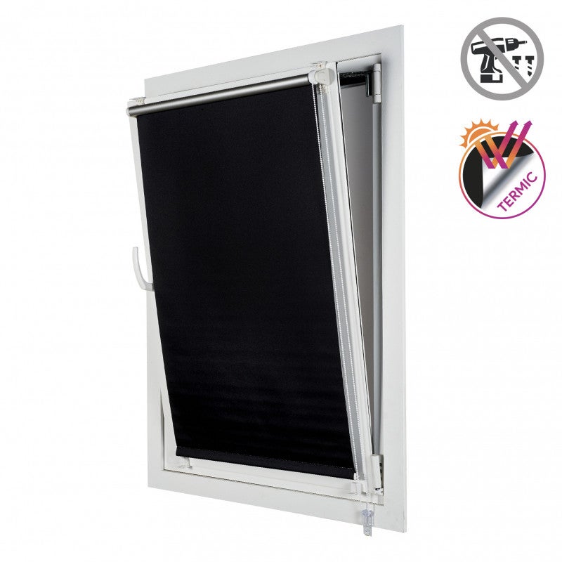 Estor opaco easyfix, estores enrollables de instalación sin taladrar negro, 150 x 180 cm