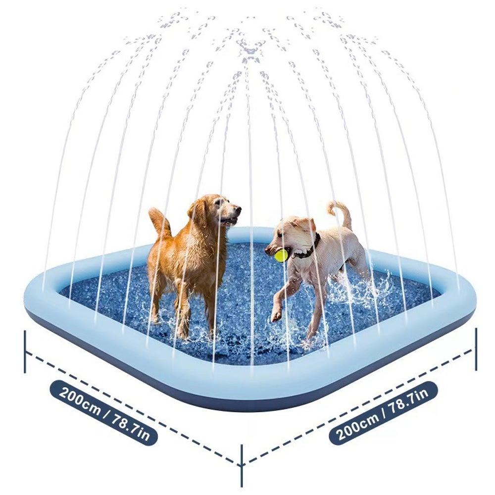 Haozozo Tapis à Jets D'Eau 200 Cm – Jeu Aquatique Extérieur Antidérapant, Pataugeoire Enfants Et Chiens, PVC Sans BPA, Pliable