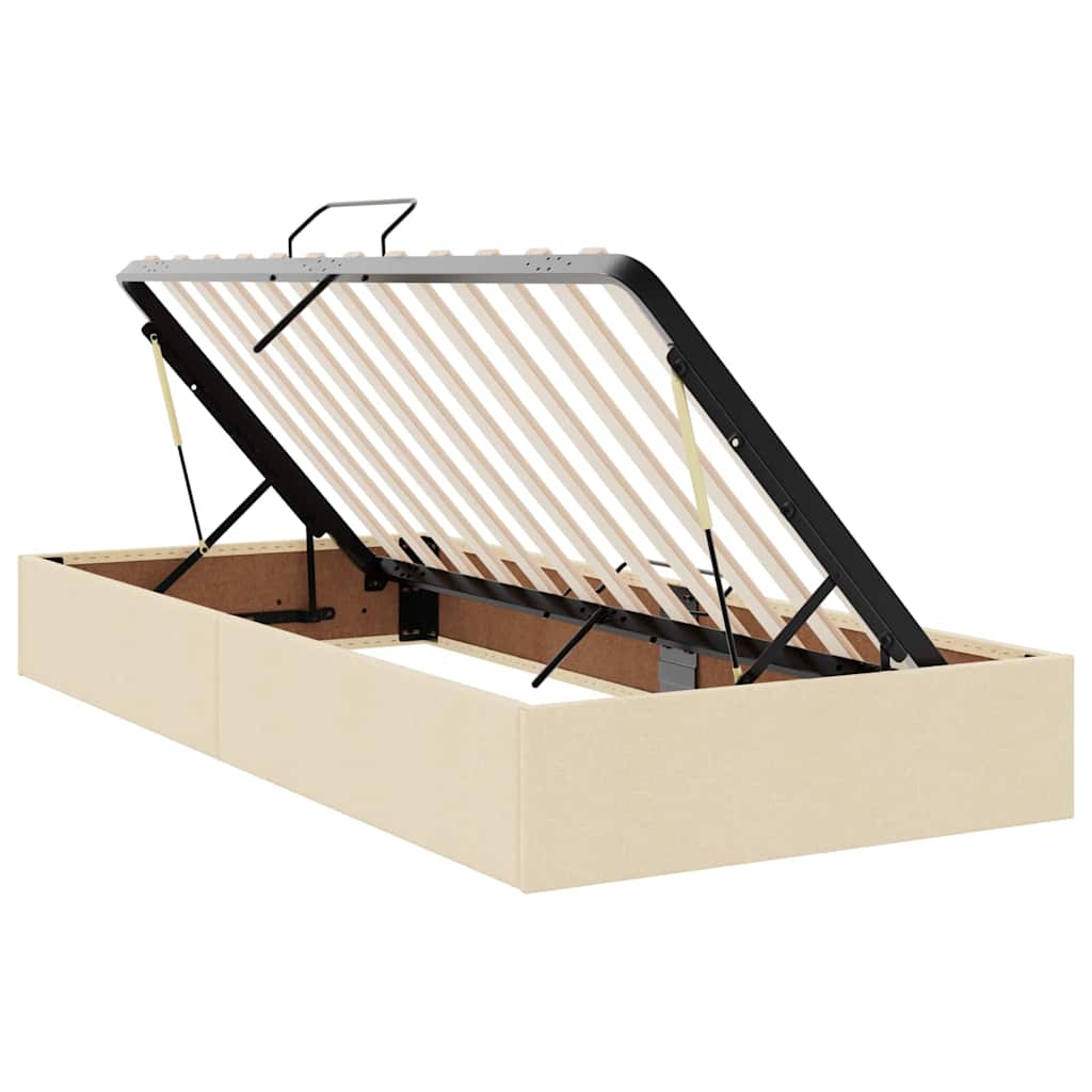 Lit avec rangement et matelas crème 90 x 190 cm velours - 6