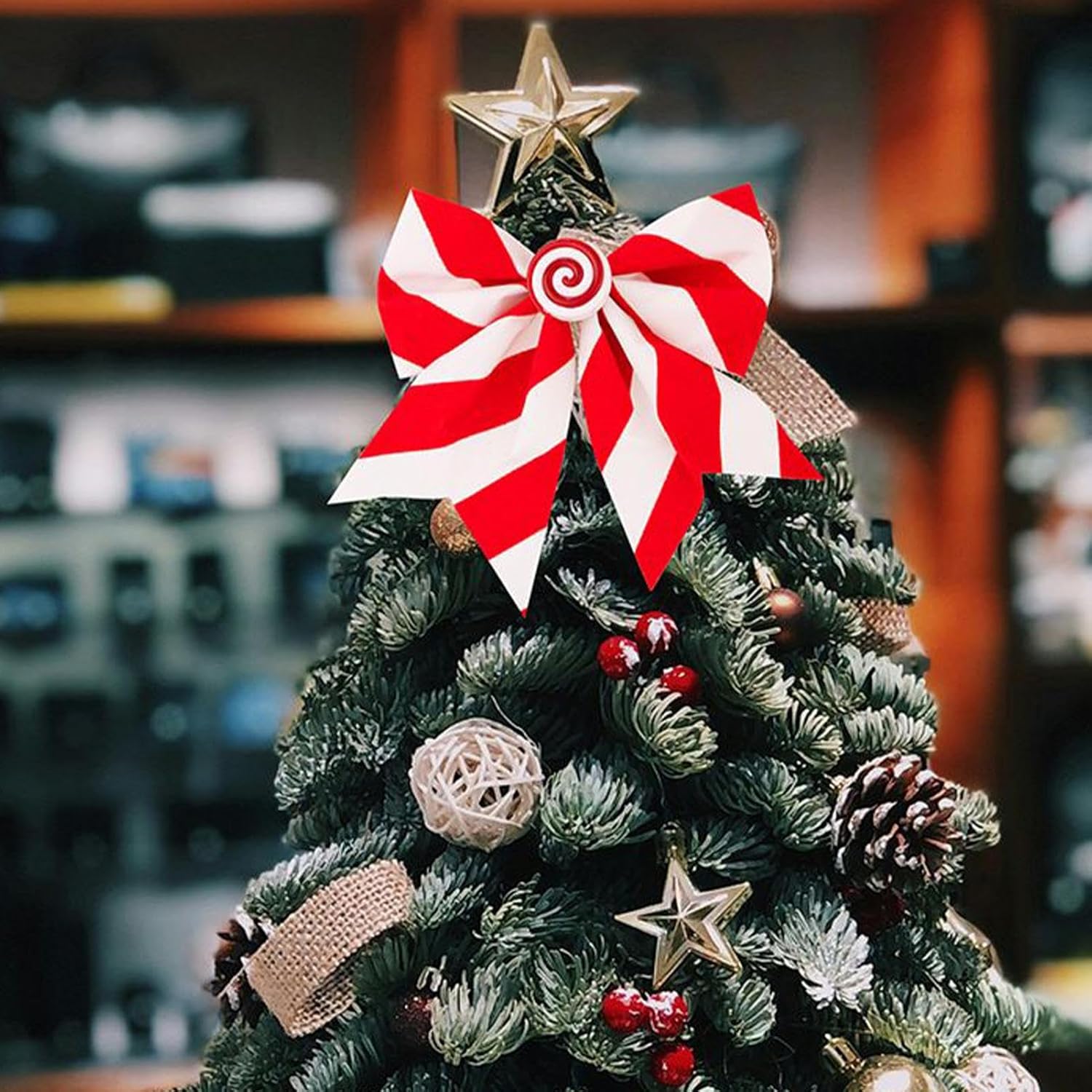12 Fiocchi Di Natale Rossi E Verdi Con Bordo Cablato – 15,2 Cm, Per Albero, Ghirlande, Regali, Decorazioni Fai-da-te