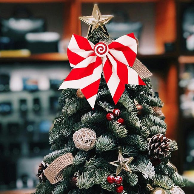 12 Fiocchi Di Natale Rossi E Verdi Con Bordo Cablato – 15,2 Cm, Per Albero, Ghirlande, Regali, Decorazioni Fai-da-te