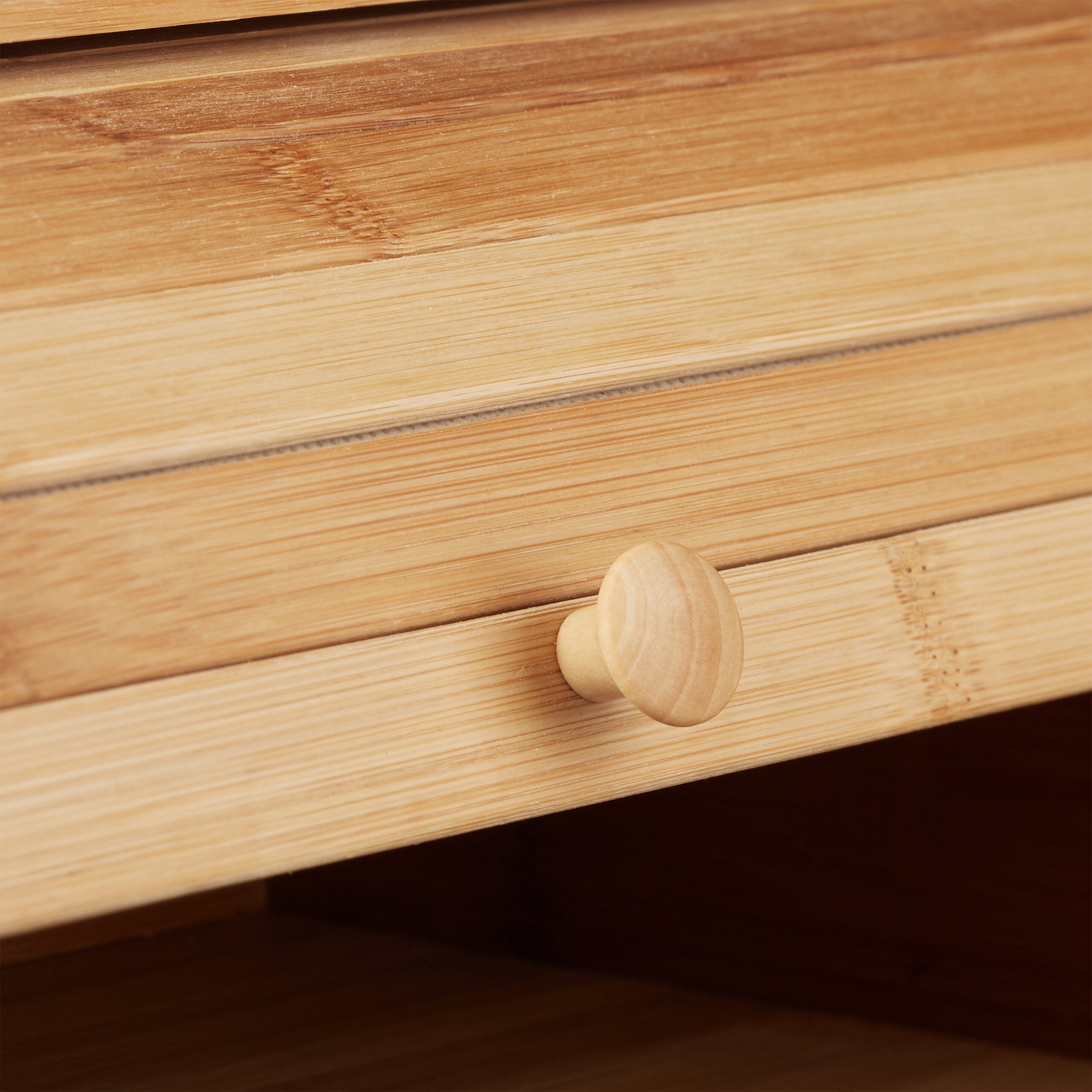 Panera de bambú, tapa deslizante, caja de pan de madera, 16,5 x 40 x 27,5 cm, abatible, marrón natural, Relaxdays - 6