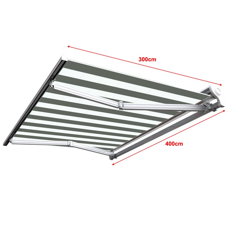 Store banne manuel Demi coffre 4 x 3 m pour terrasse - Blanc gris - 3