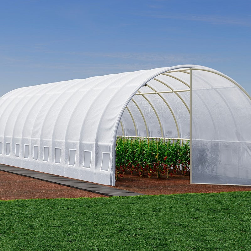 Pokrycie foliowe do szklarni tunelowej z drzwiami 36 m² - szer. 300 x dł. 1200 x wys. 200 cm - Biały - ALOCASIA