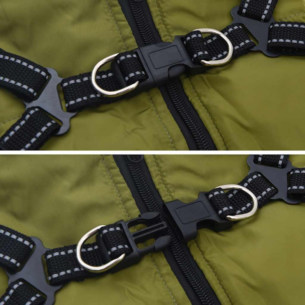 Casaco para cão com arnês impermeável reflexivo M verde militar - 8