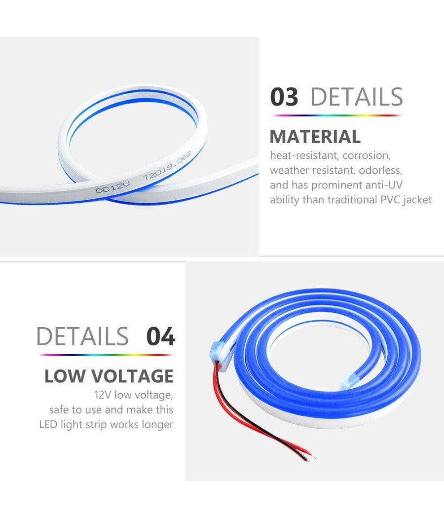 Trade Shop - Strip Led Fluorescente Effetto Tubo Neon Colorato Impermeabile In Silicone Dc12v - Verde - - 6