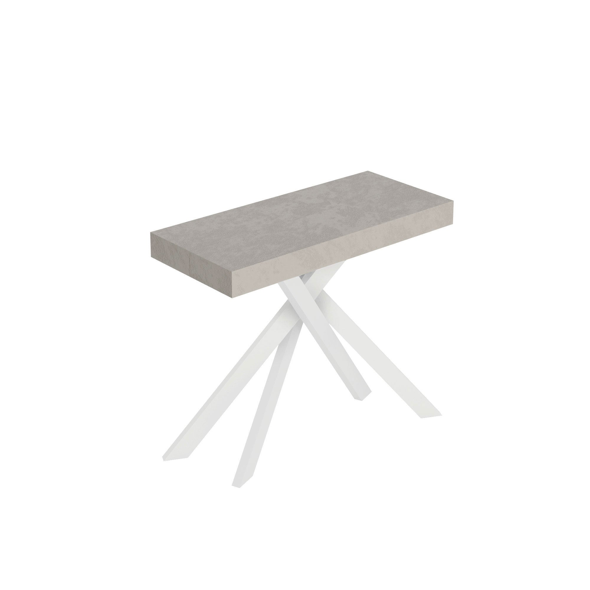 Rozkładany stolik konsolowy Saki Premium Cashmere 90x40/300 cm z białymi nogami