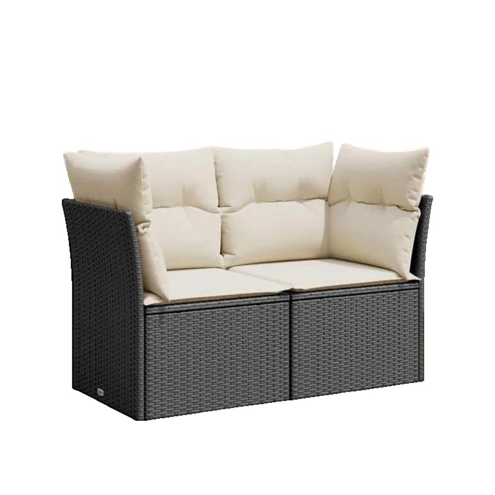 Sofa ogrodowy vidaXL 2-osobowy czarny z żywicy plecionej z miejscem do przechowywania