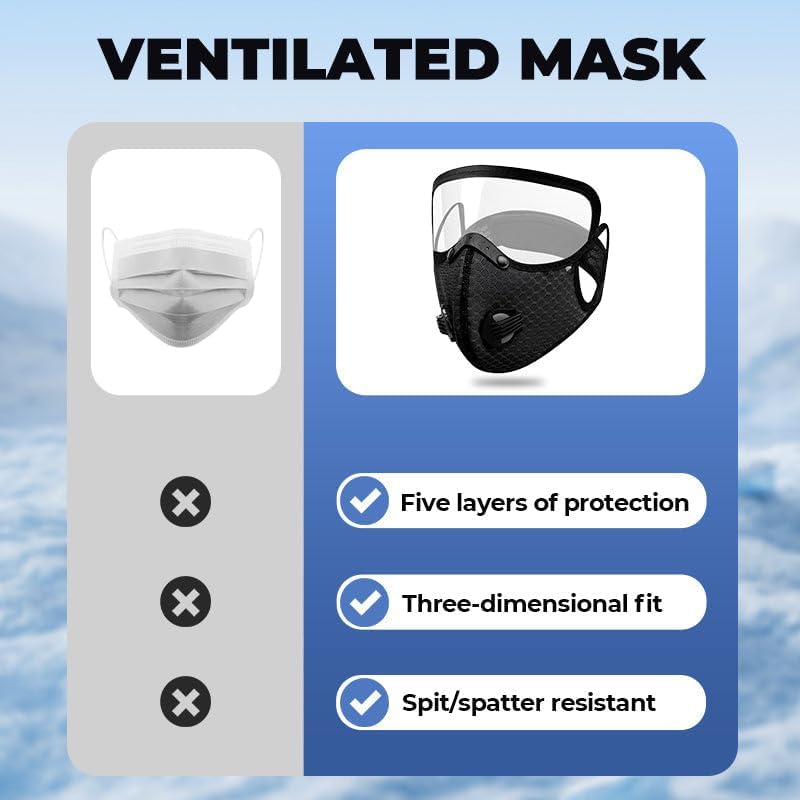 Masque anti-poussière pour menuiserie, construction, nettoyage, peinture, sciage et meulage, noir, 1 pièce, avec lentille - 5