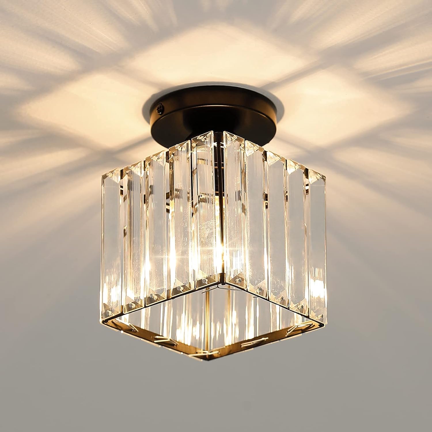 Plafoniera Lampadario Moderno In Cristallo Con Luce LED Dimmerabile, Diametro 60 Cm, 3 Temperature Colore (Calda, Naturale, Fredda)