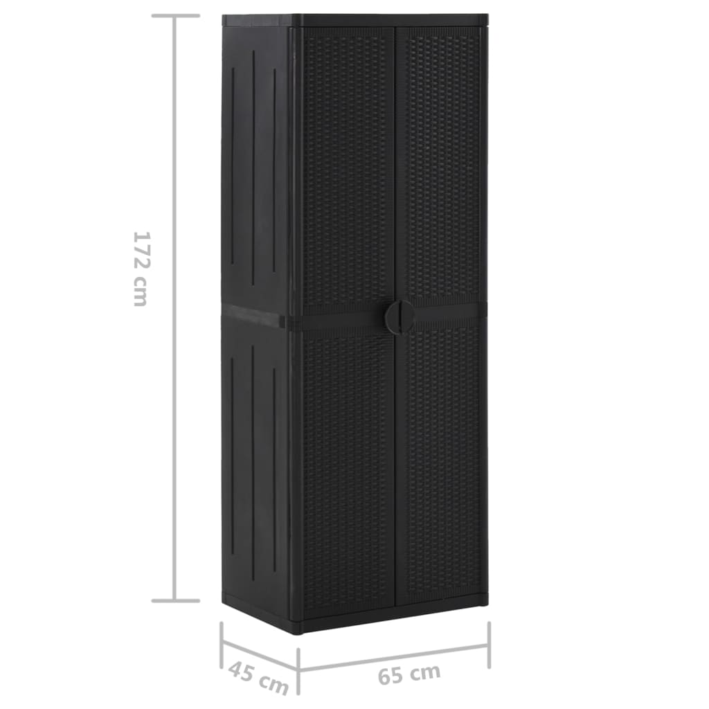 Armoire de rangement de jardin Noir 65x45x172 cm PP Rotin - 7