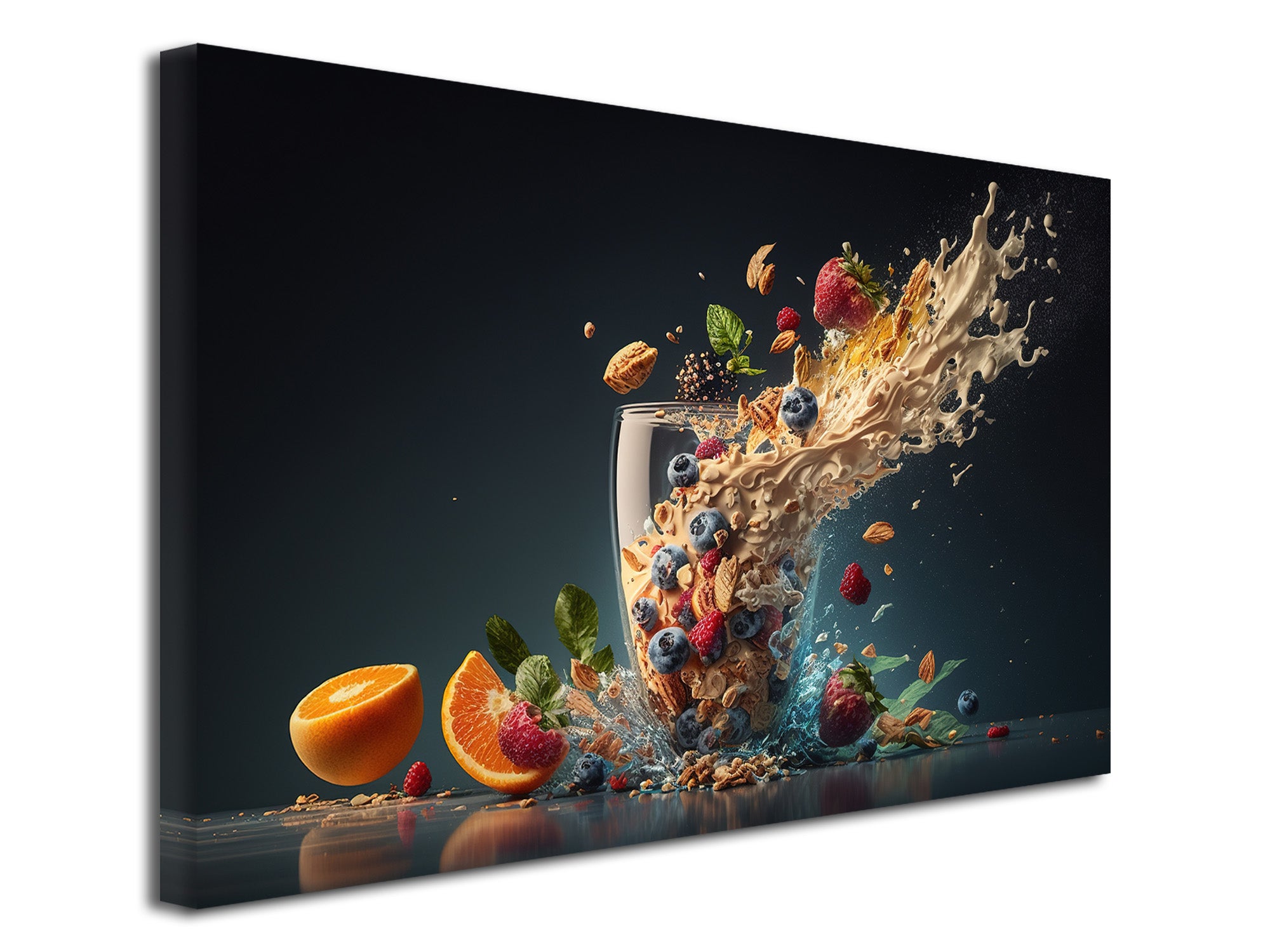 Tableau Toile Déco Cuisine - Pomme Et Eau - 140x70 Cm - Moderne - Neuf