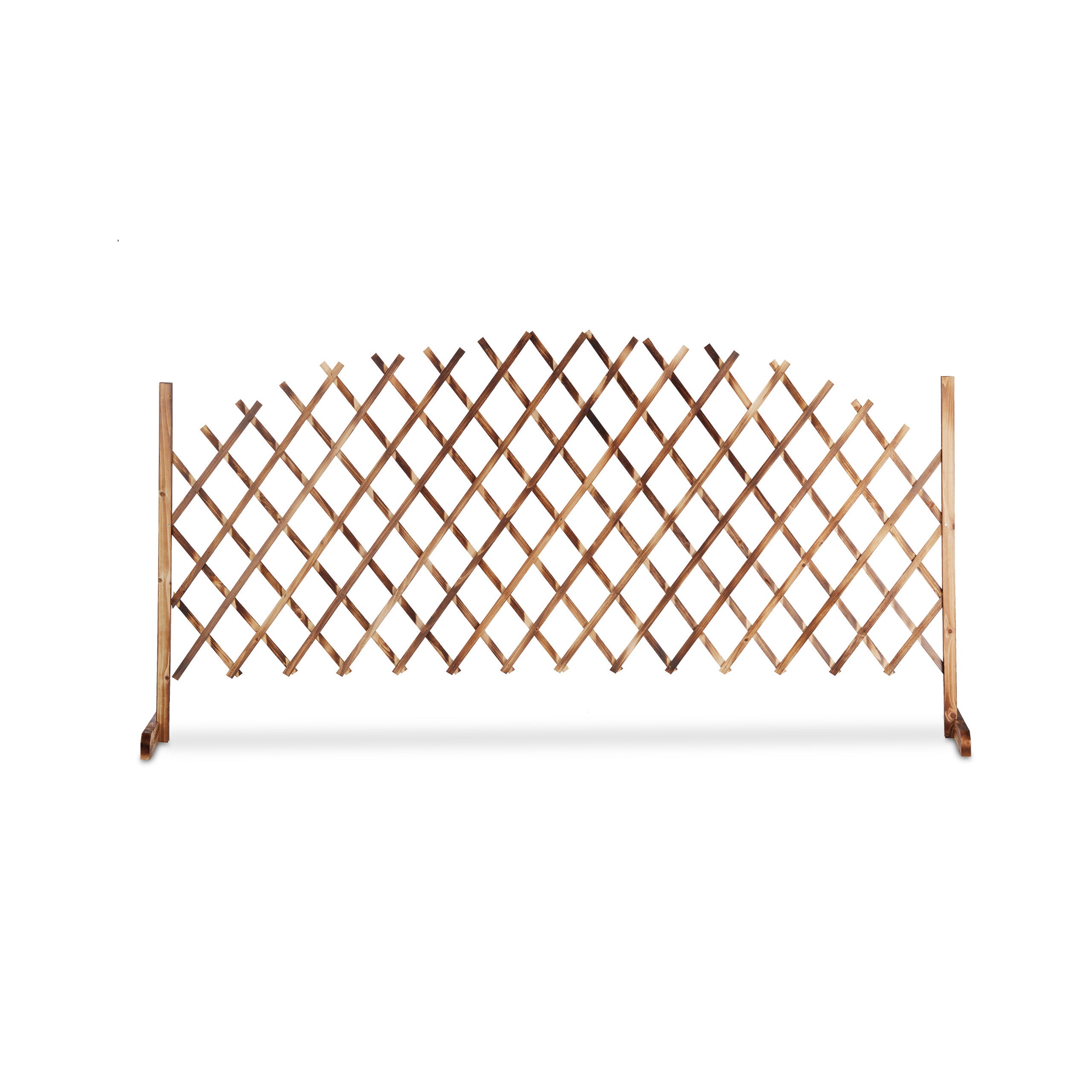 Treillis jardin en bois extensible 200cm, Clôture grillage pliable, Plante grimpante Brise-vue balcon, flambe, Relaxdays - 7