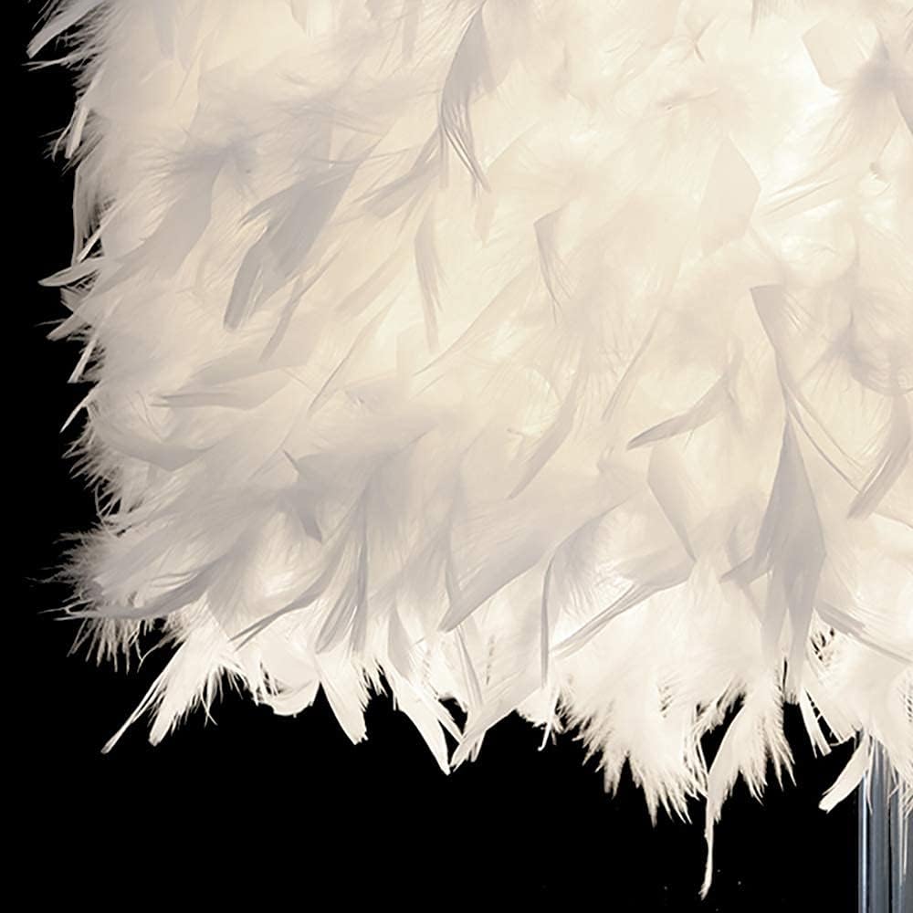 Lampa stołowa z piórami, biała lampa przy łóżku, abażur z piór, lampka nocna, biurko, kreatywny abażur, dekoracyjny - 5
