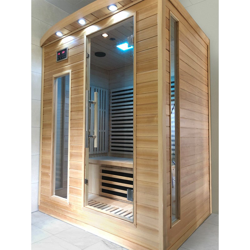 SNÖ Sauna infrarouge 3 places 2250W Hemlock panneaux carbone avec chromothérapie et Bluetooth - 4