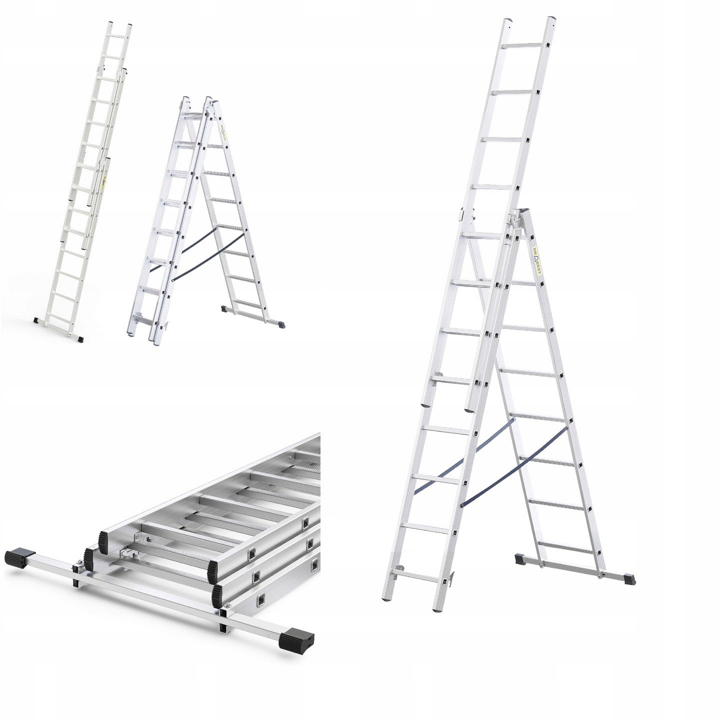 Drabina aluminiowa wielofunkcyjna 3x8 przemysłowa HOME DRABEST 150 kg