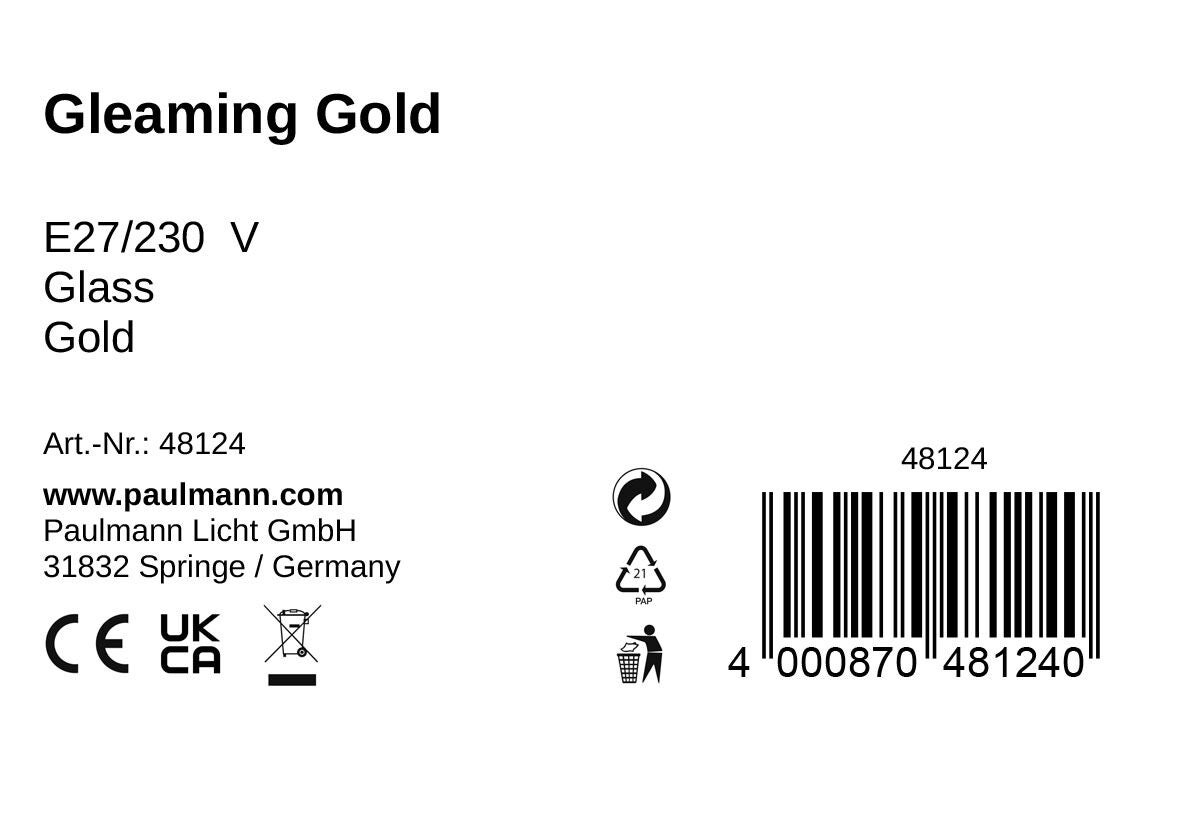 Pauleen Luminaire en suspension Gleaming Gold 133mm E27 max. 25W Doré - 8