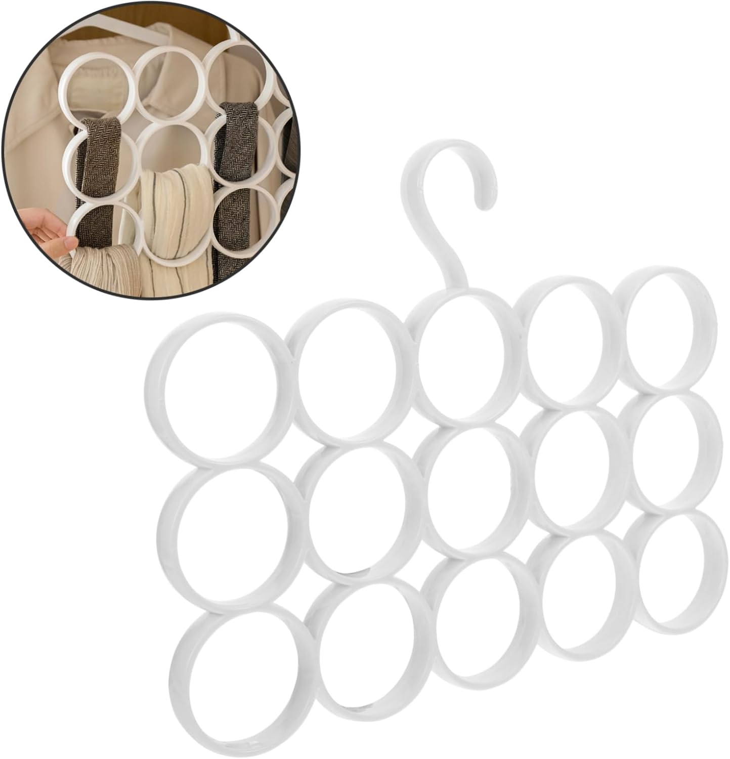10 Ganci Porta Sciarpe In Plastica - Organizer Per Sciarpe, Cinture, Cravatte E Asciugamani - Nero - Dimensioni 13,5x8 Cm - 5