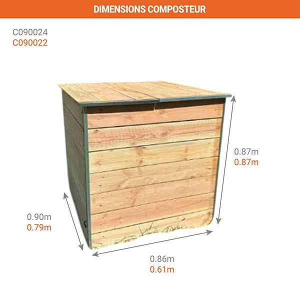 Composteur en bois 600 litres pour jardin - (LxlxH) 900 x 860 x 870 mm - C090024 - 2