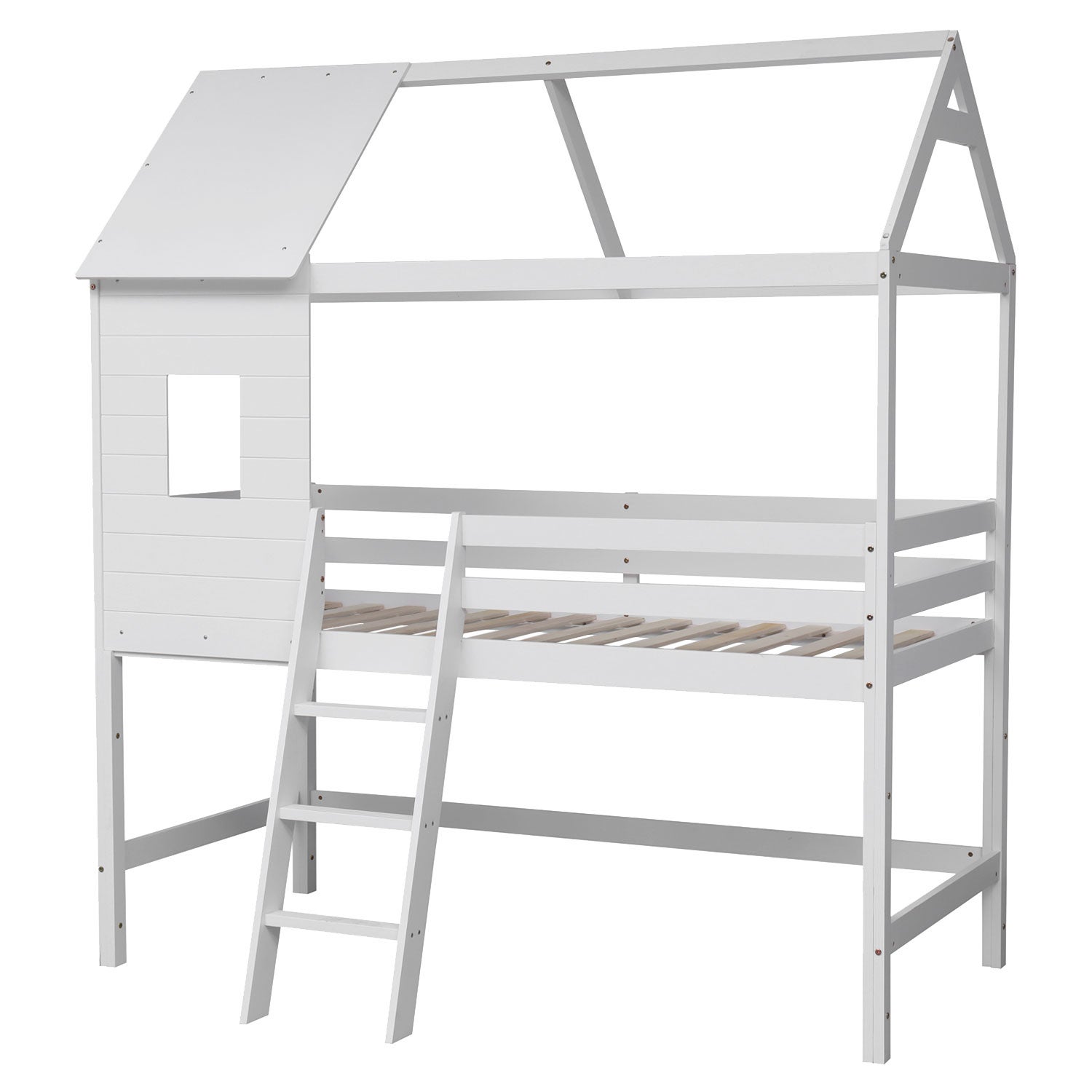 Lit cabane mezzanine pour enfant 190x90cm blanc MARGOT - 2