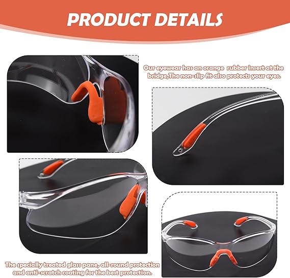 Lunettes Sécurité 12 pcs – Protection Bricolage & Laboratoire – Anti-Rayures – Pont Nez Caoutchouc - 4