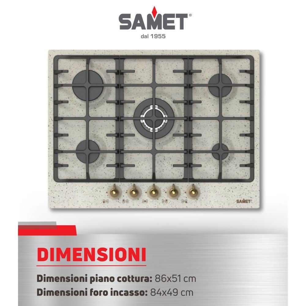 Piano cottura 5 fuochi da 90 cm avena Aiace Samet - 5