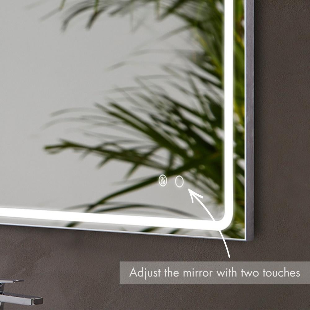 Specchio LED da Bagno Rettangolare - Sensore di Accensione/Spegnimento e Antiappannamento - Luce Bianca Fredda (5700K) - 80x80cm | Modello MIA AV - 4