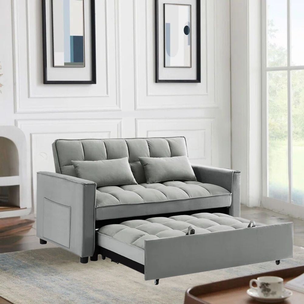 Divano posti con letto estraibile grigio 135x93x78H Eiri Leroy - Main Image