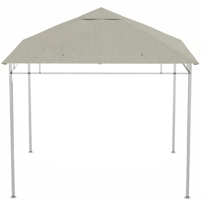 Outsunny Toile De Rechange 3x3m Pour Pavillon Tonnelle - Polyester 180g/m² Anti-UV Gris