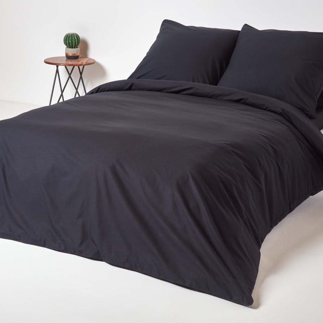 Homescapes Juego de sábanas Negro 100% algodón egipcio 200 hilos