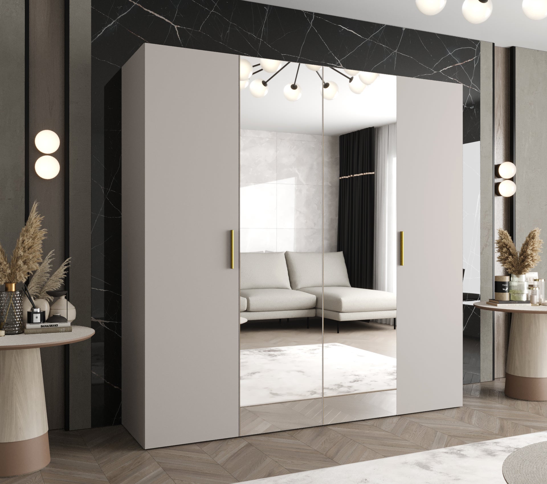 Szafa uchylna otwierana Bari 2 200 x 52 x 202 cm kaszmir + u. złoty Abiks Meble - 2