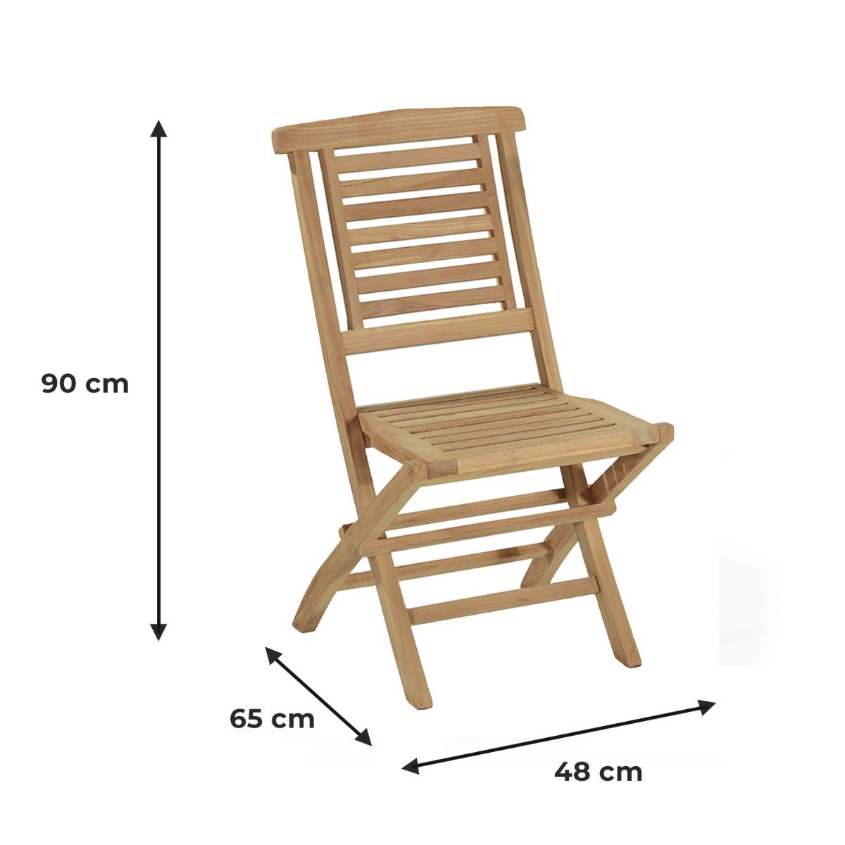Chaise de jardin pliable sans coussin Barbade en Teck Marron - 7