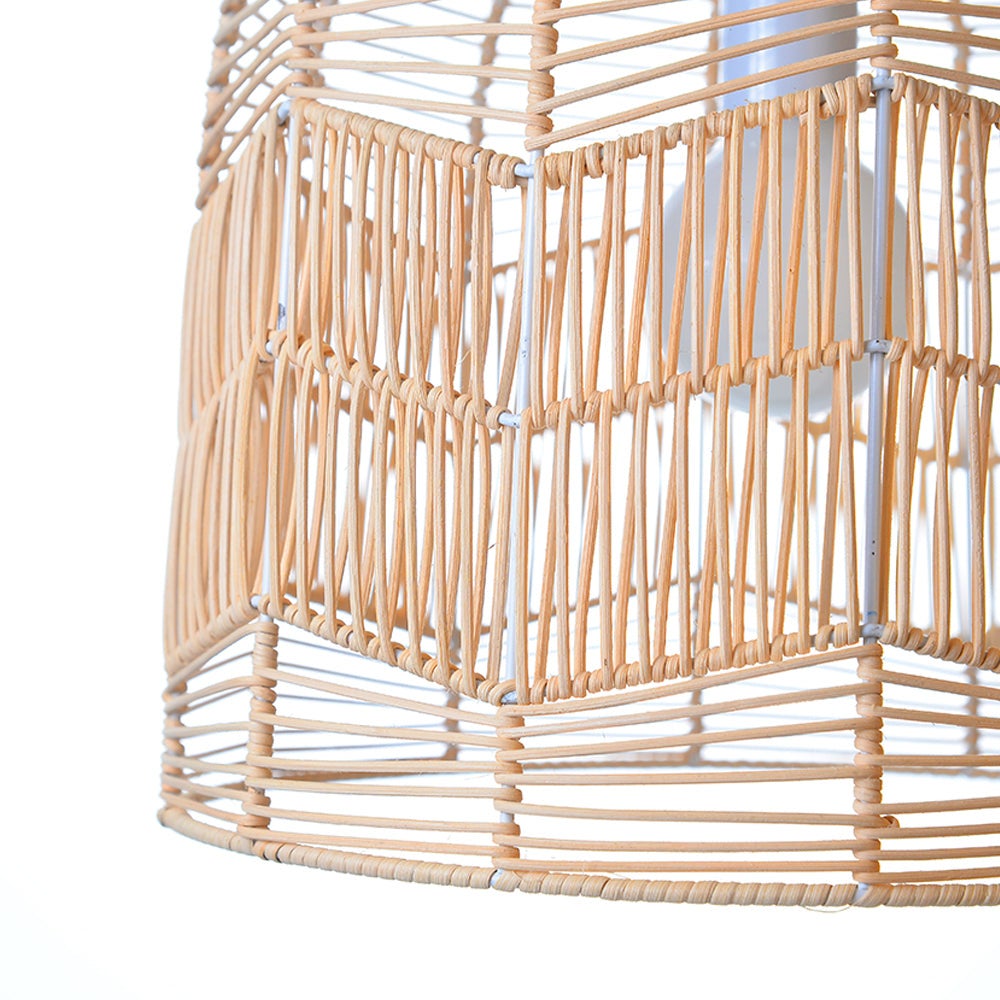 Luminaires suspendus en rotin Lanterne géométrique simple Chandelier de plafond pour îlot de cuisine D40 cm x H40 cm - 5