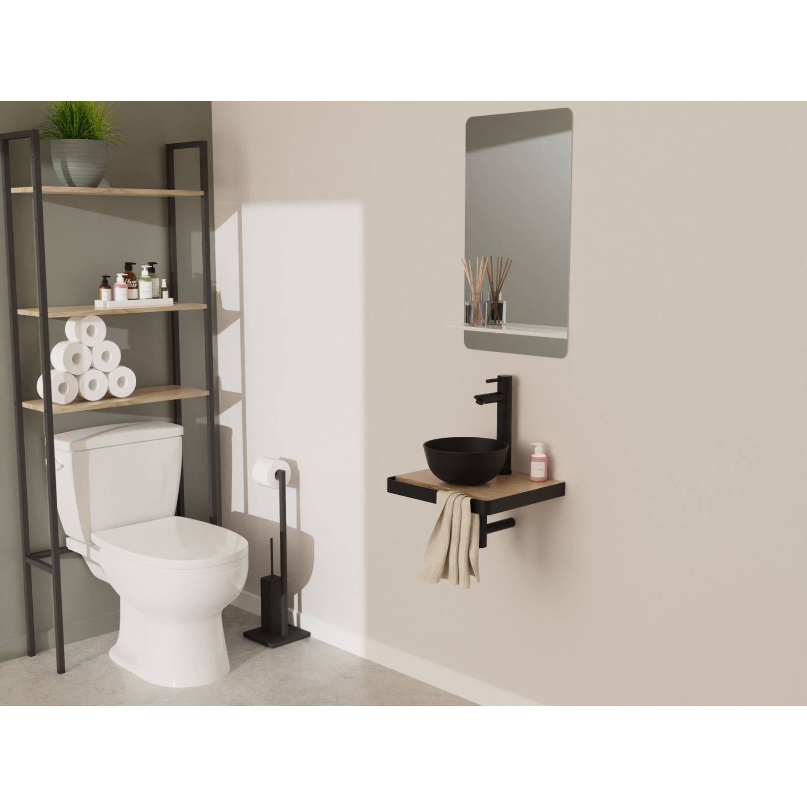 Lavabo sobre encimera redondo de cerámica negra SOHO de 26 cm - 6