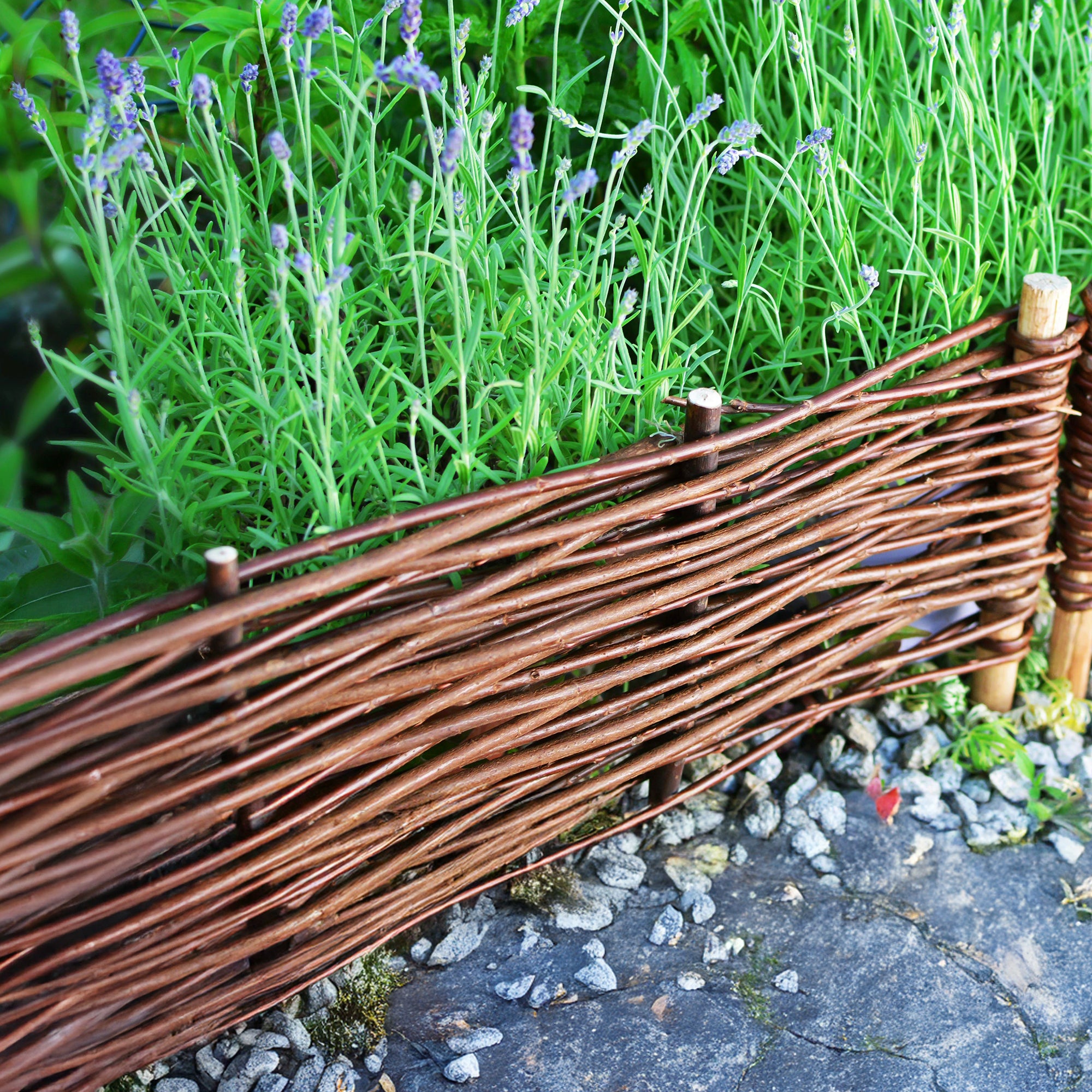 10 x Bordure clôture en osier BOGATECO en saule | 60 cm de longueur et 10 cm de hauteur | Bordure de pelouse de clôture en bois - 10