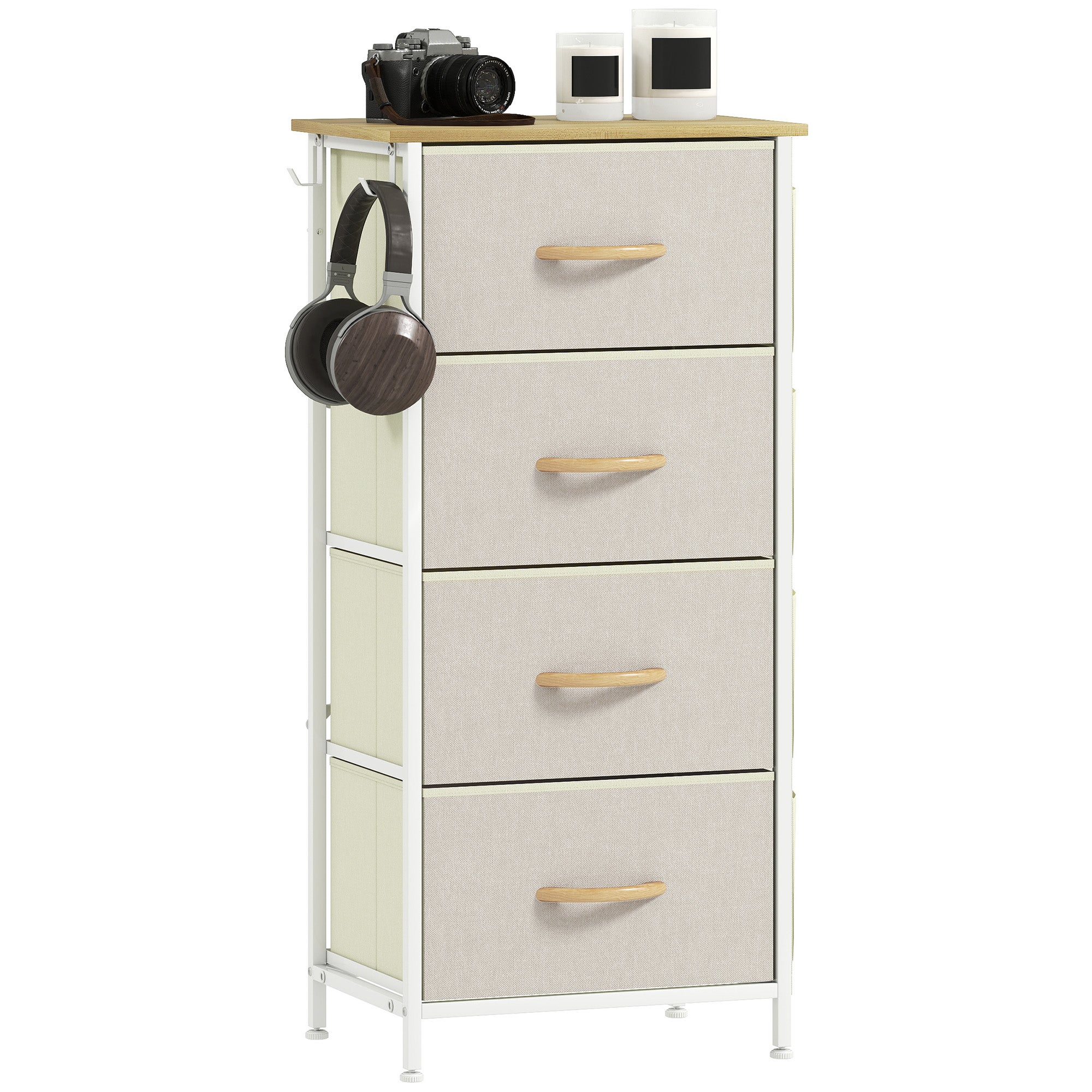 Commode 4 tiroirs en tissu, meuble de rangement avec 4 poches, 2 ...