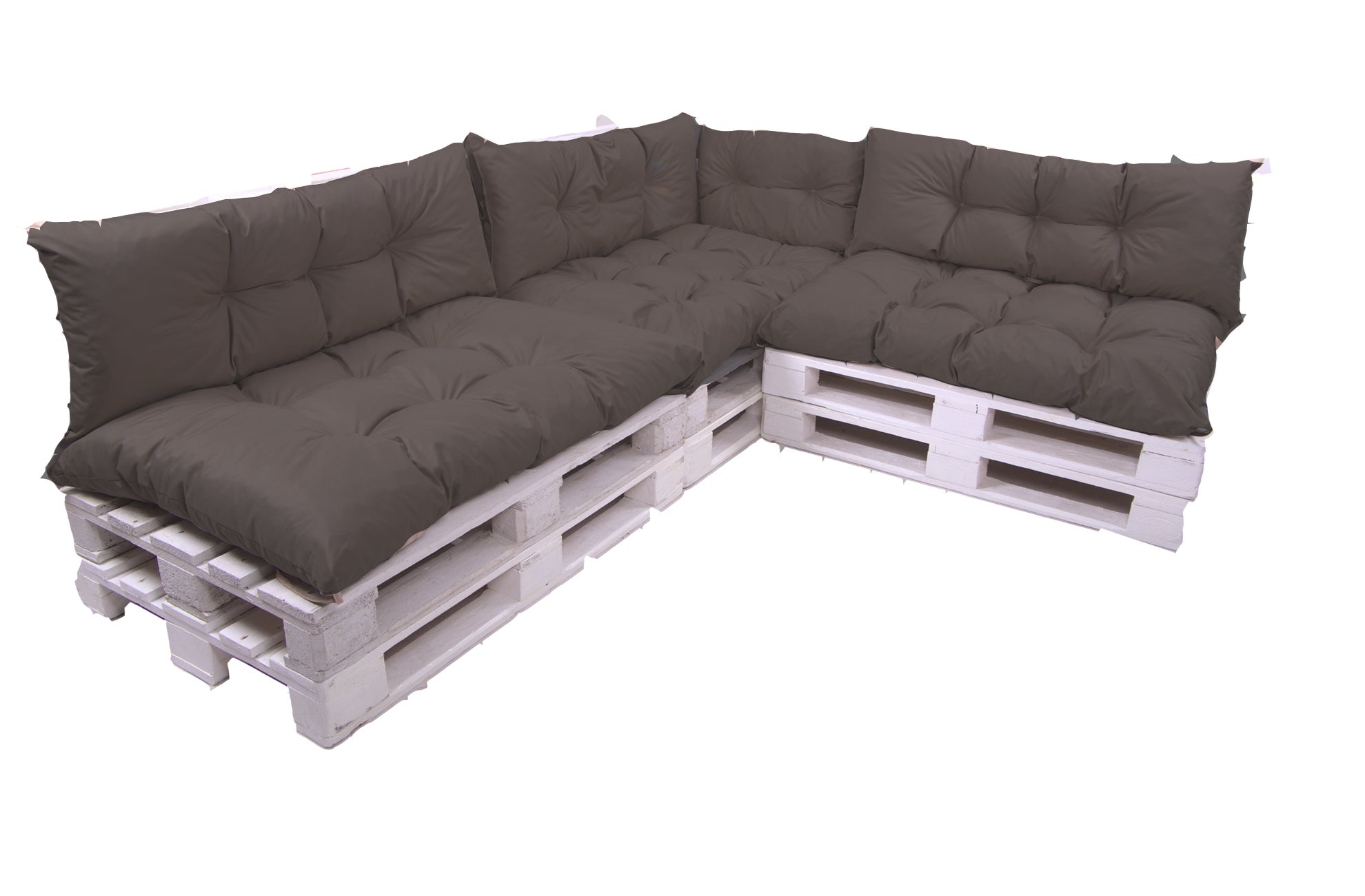Conjunto de 7 cojines para palets, 3x asiento 120x80 y respaldo 120x40cm, cojín de jardín, conjunto de cojines para muebles de jardín antracita