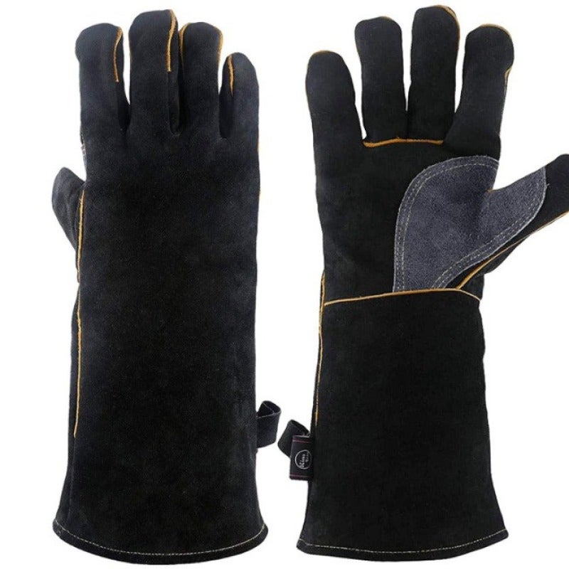 Gants Barbecue Höfats – Cuir Et Aramide – Résistants à La Chaleur – Certifiés EN 407 – Taille Unique 24×13 Cm – Idéaux Pour Grillades Et Cheminée