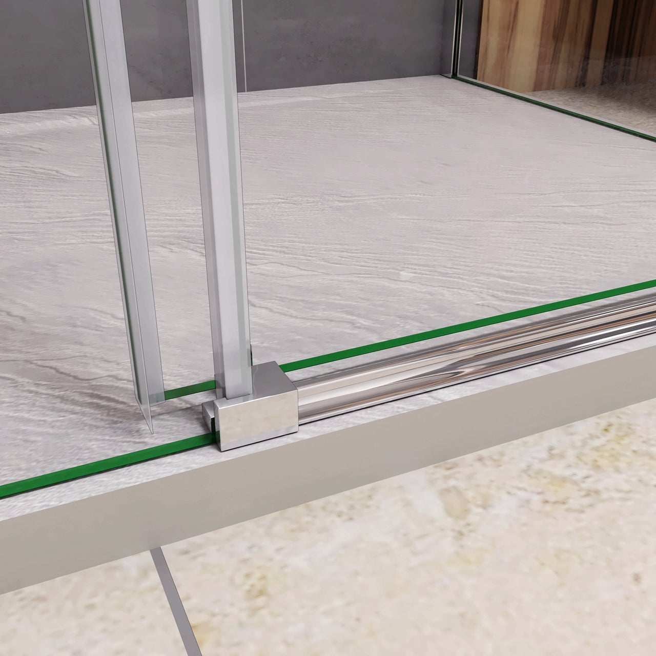 Box Doccia Angolare Porta Scorrevole con Parete Laterale 100x100x195 cm Vetro Temperato Trasparente 8 mm Easyclean Anticalcare Telaio Cromo Lucido - 4