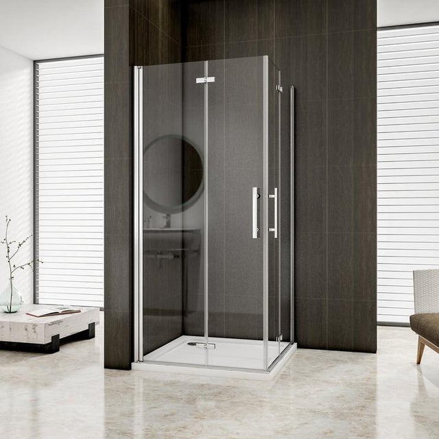 Aica Cabine De Douche 90x90x185cm Verre Anticalcaire Porte Pliante Et Pivotante