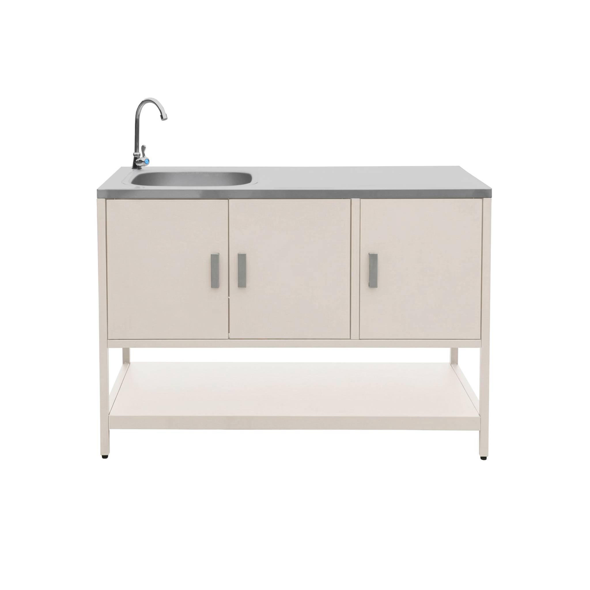 Módulo de cozinha exterior em aço com lava-loiças, L120cm, Naxos, Bege, 120x87.5x112.5 cm - 2
