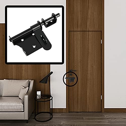 Loquet de porte pour porte coulissante 15 cm avec trou pour cadenas Serrure de porte extérieure ou intérieure, noir - 3