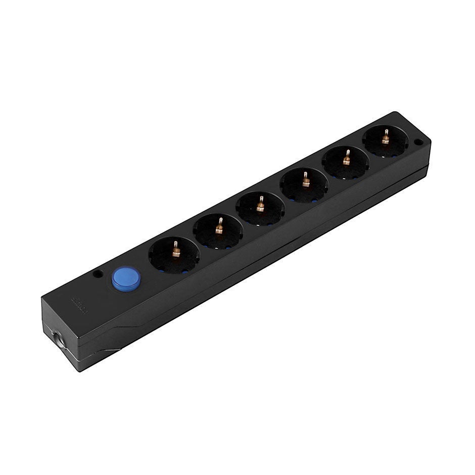Socle MULTIFIX avec 6 prises interrupteur noires | Leroy Merlin