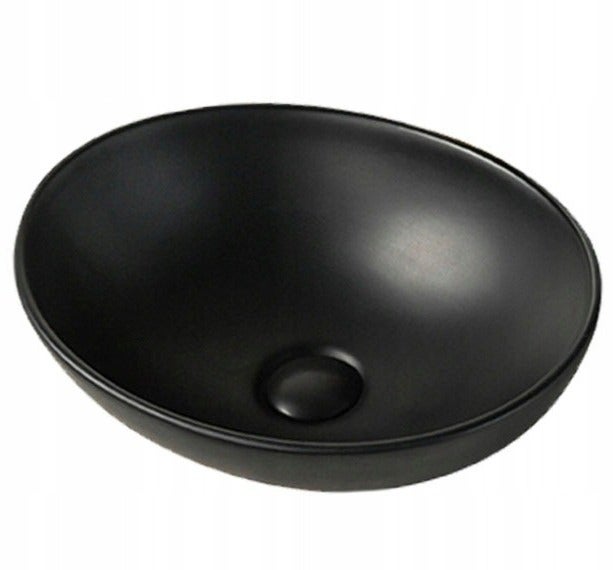 Umywalka nablatowa ceramiczna czarna matowa 41x33 rebiko