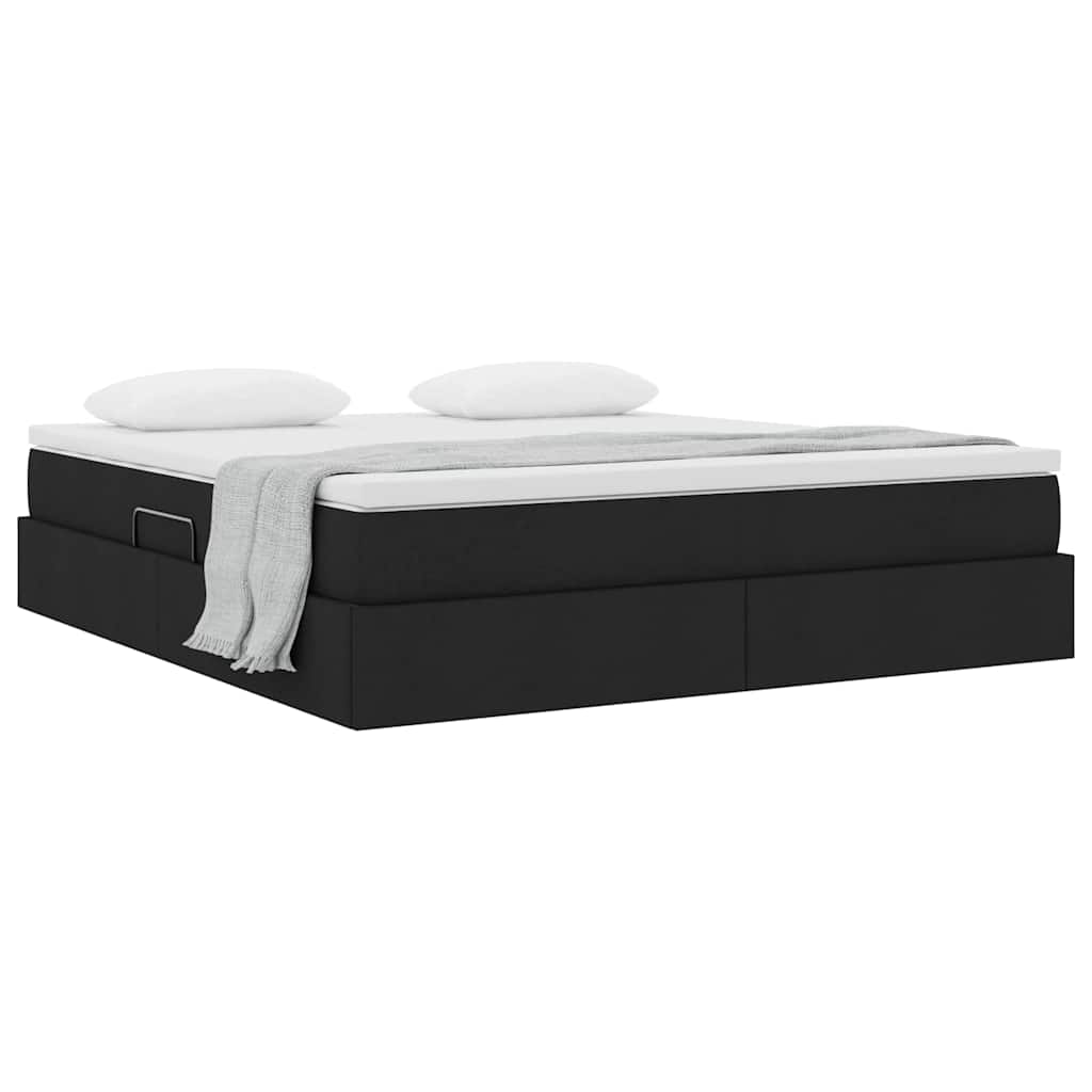 Lit avec rangement et matelas, en polyester noir, pour la chambre, 160 × 200 cm - 3