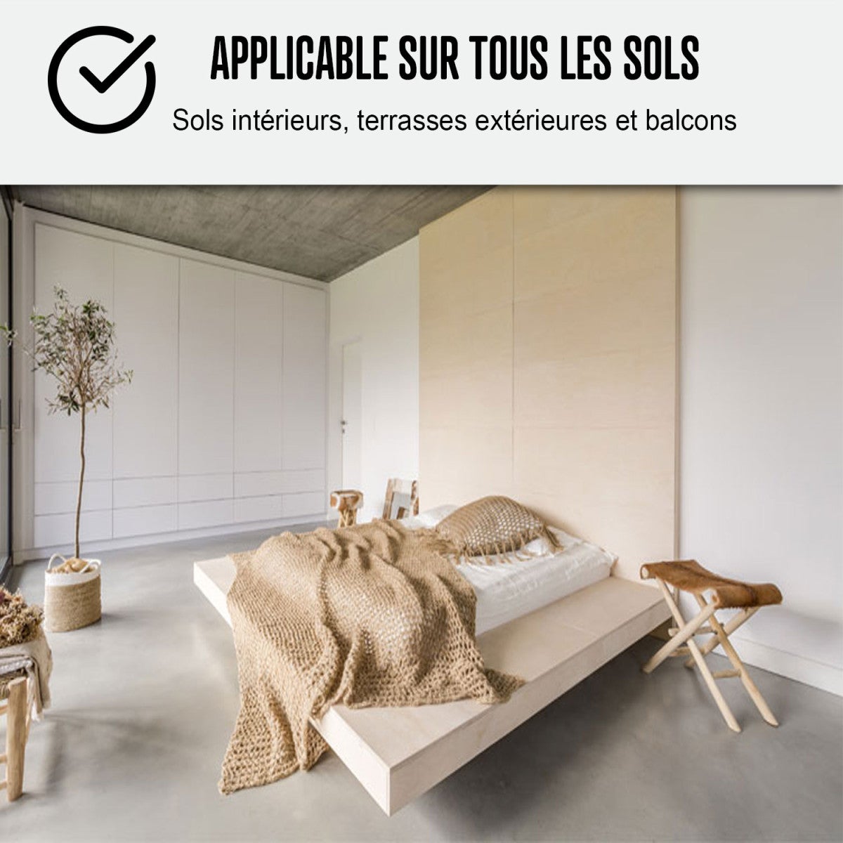 Béton Ciré Sol en Kit - Primaire et vernis de finition inclus - 10 m² (en 2 couches) Lin Beige - ARCANE INDUSTRIES - 3