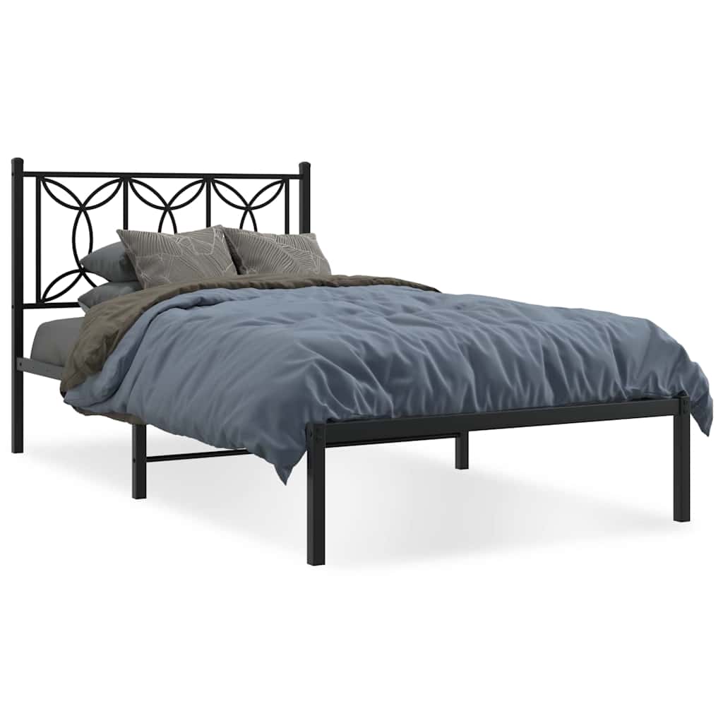 Łóżko Metalowe Czarne Rama Łóżka Ze Stelażem Do Pokoju Sypialni 107x203 cm