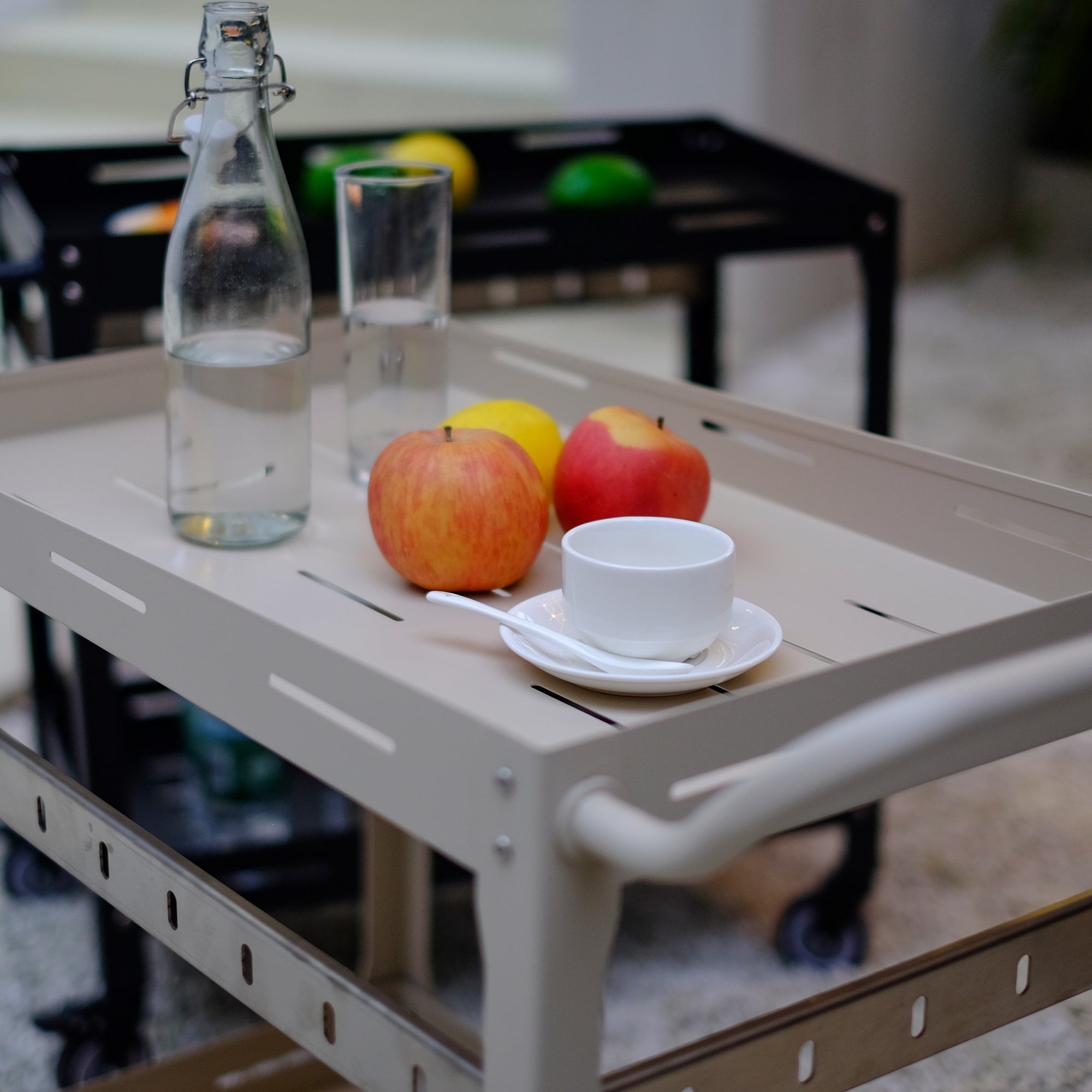 Chariot de service d'extérieur Bard acier 72 x 77 x 38 cm champagne casa.pro - 9